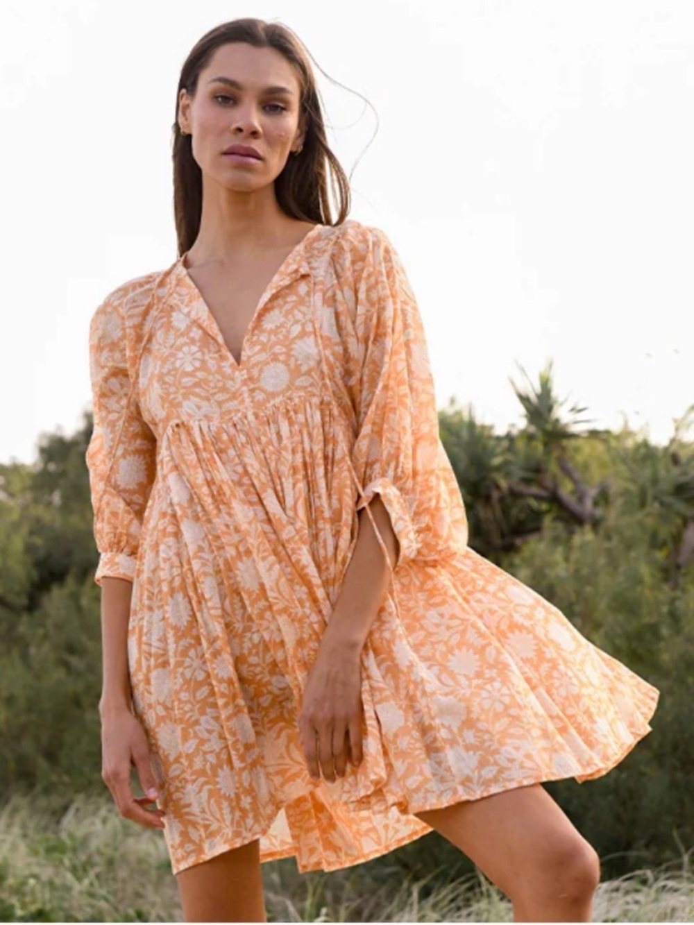 Daughters of India Kyra Mini Dress in Tangerine Size XL